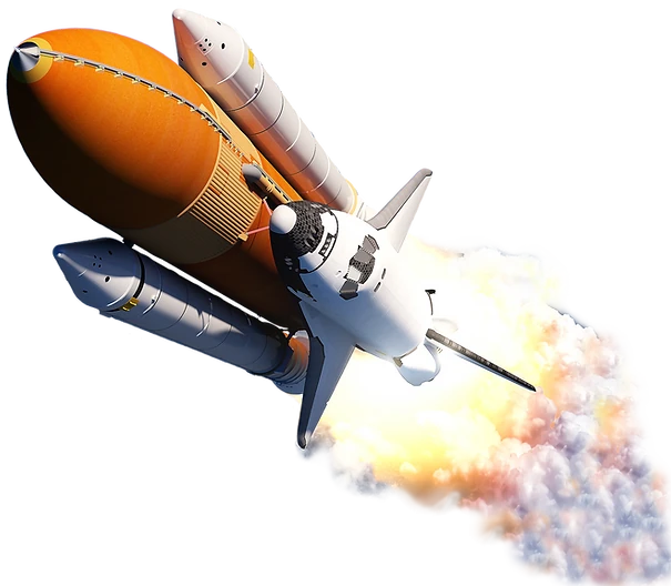 Ilustración de un cohete futurista despegando